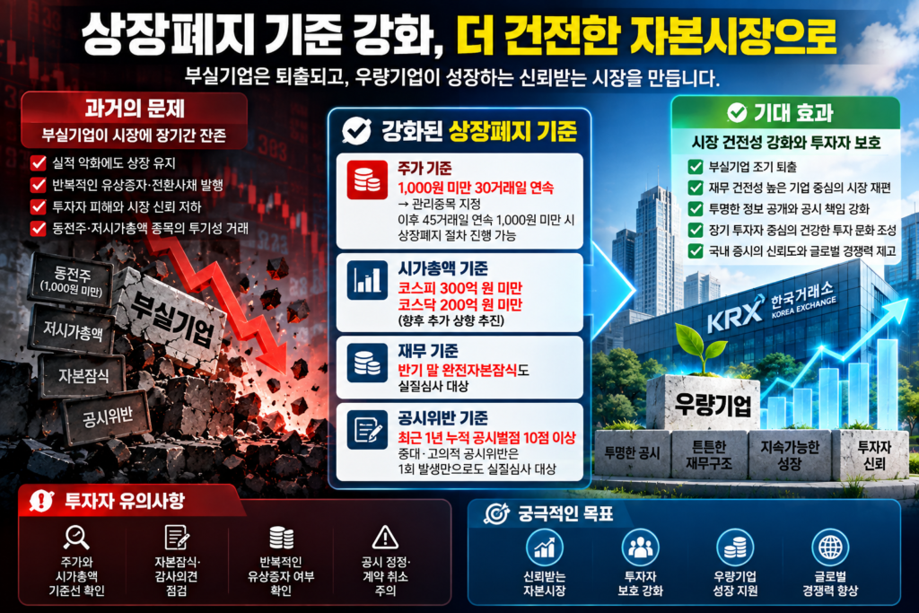 상장폐지 기준 강화, 더 건전한 자본시장으로